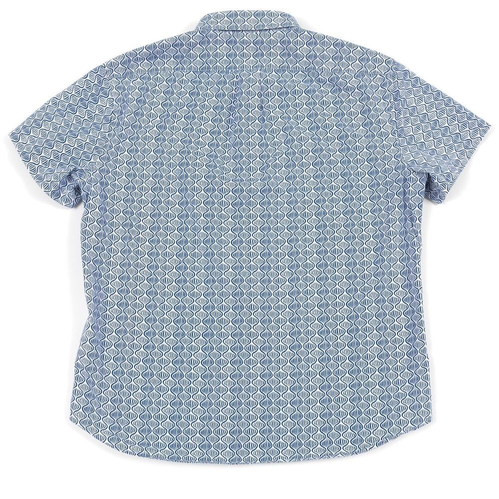 J Crew Shirt Mens Large Slim Stretch All Over Geometric Blue White Button Down - Picture 6 of 9